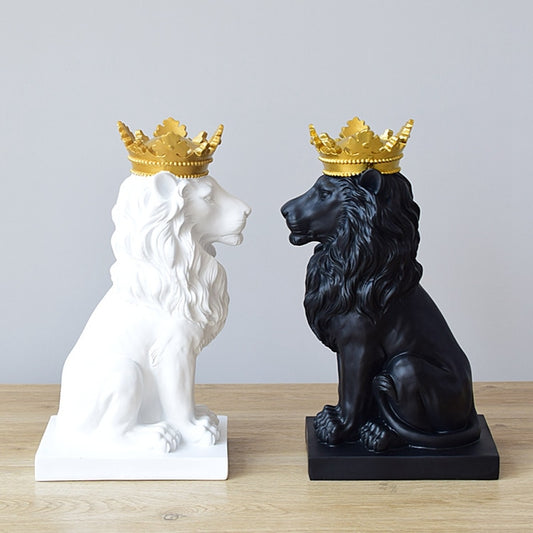Abstract Crown Lion Sculpture Resin Statue