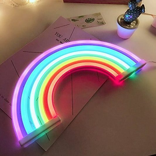 New Cute Rainbow Neon Sign LED Rainbow Light Lamp for Dorm Decor
